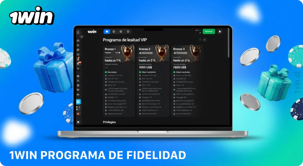 El programa de fidelidad de 1win Chile te permite acumular 1win Coins y canjearlas por dinero real para jugar en el casino