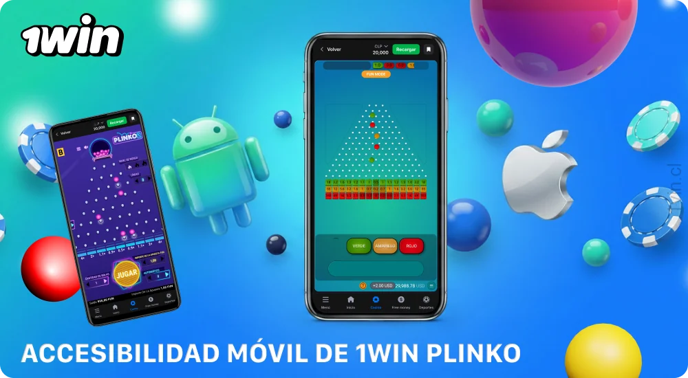 Puedes jugar a Plinko en 1win Chile a través del sitio web móvil o de la aplicación para Android e iOS