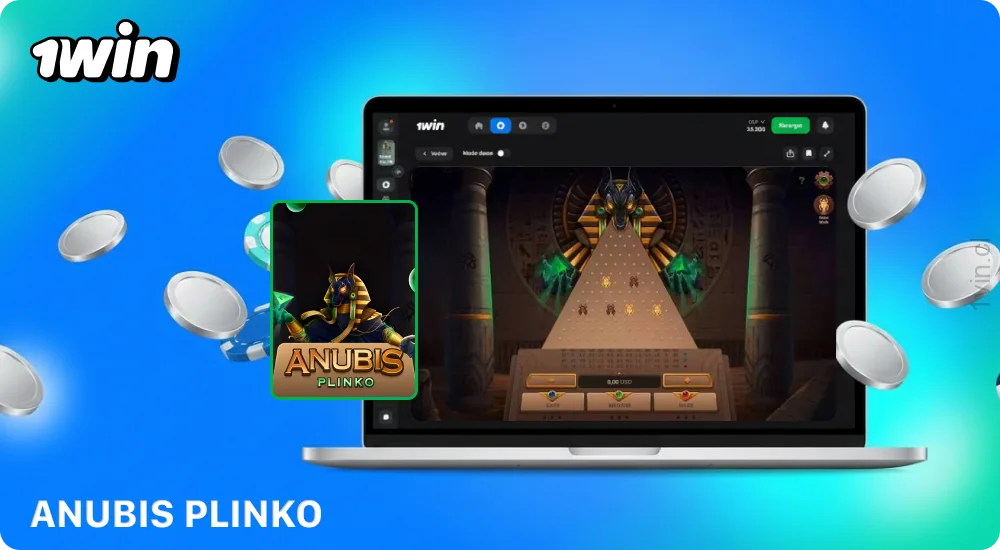 El juego Anubis Plinko en 1win Chile, donde los jugadores reciben un premio según la apuesta elegida y el color de la bola
