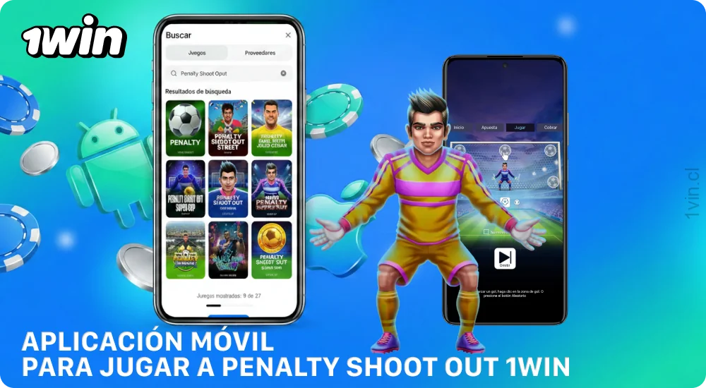 La aplicación móvil de 1win te permite jugar a Penalty Shoot Out en Android e iOS