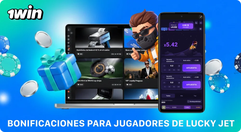 Los jugadores de Lucky Jet pueden recibir reembolsos y ganar monedas de bonificación a través del programa de fidelidad de 1win