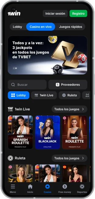 captura de pantalla de la app de 1win en chile casino en vivo