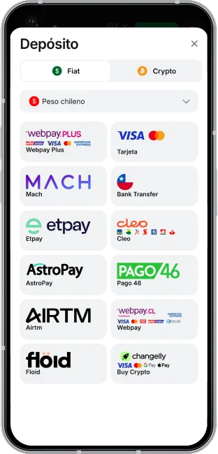 captura de pantalla de la app de 1win en chile depósito