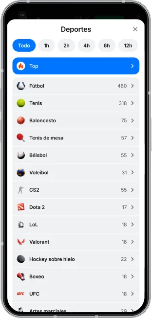 captura de pantalla de la app de 1win en chile opciones de apuestas