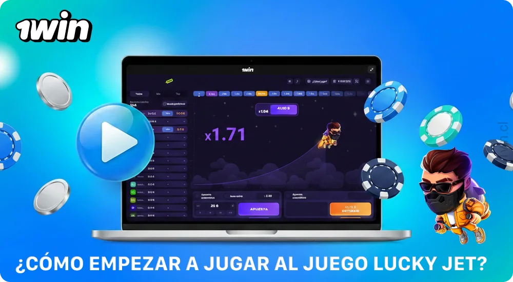 Para empezar a jugar a Lucky Jet en 1win en Chile, regístrate, recarga tu cuenta, abre el juego y haz una apuesta