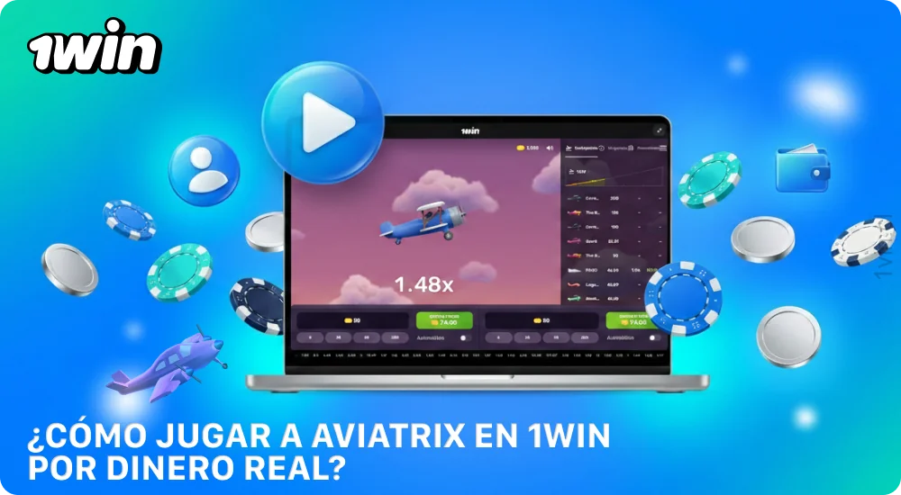 Para jugar a Aviatrix en 1win Chile, regístrate, recarga tu cuenta, haz una apuesta y retira tus ganancias antes de que termine la ronda