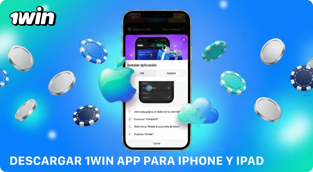 Puedes descargar la aplicación 1win Chile para iOS a través del sitio web móvil