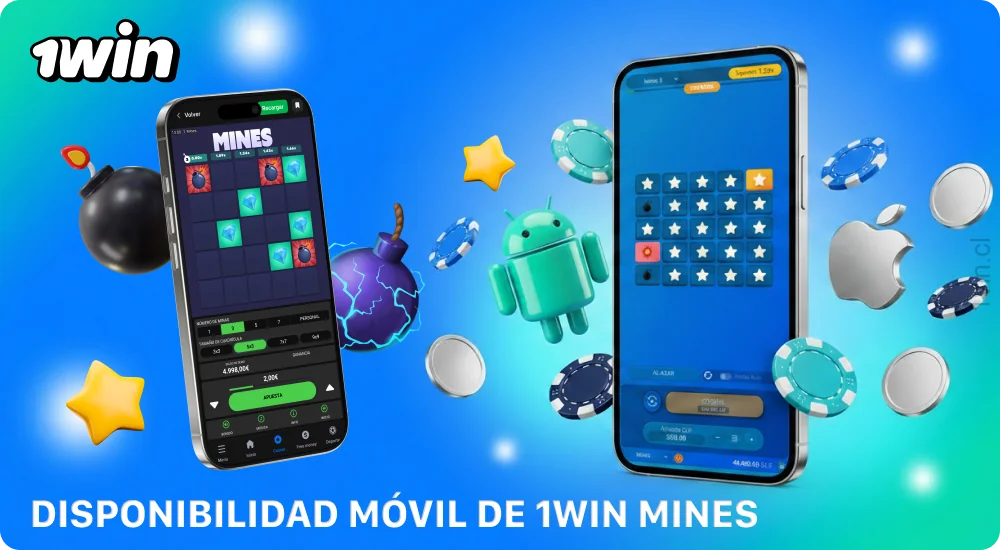 La aplicación 1win Mines para Android e iOS te permite jugar desde tu smartphone