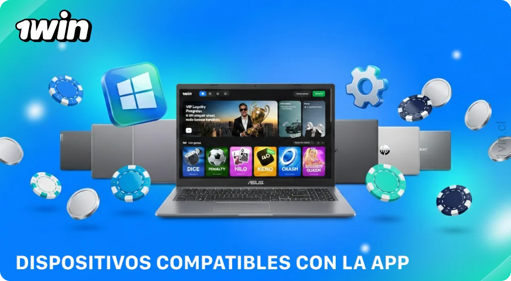 La aplicación 1win Chile para Windows es compatible con la mayoría de las computadoras portátiles y de escritorio modernas