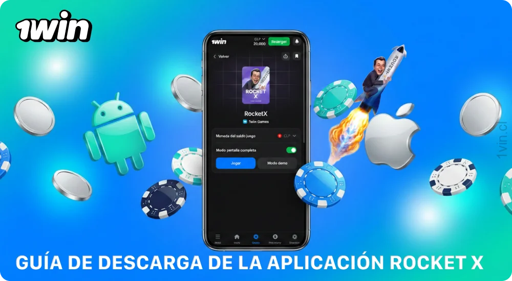 Descarga la app de 1win para Android o iOS y juega a Rocket X desde tu dispositivo móvil