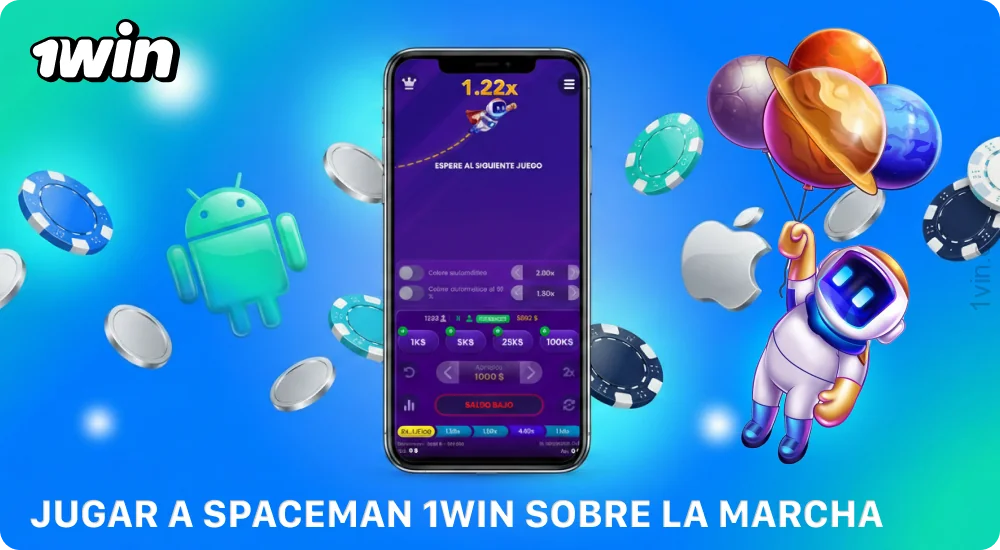 Descarga la app de 1win para Android o iOS y juega a Spaceman en tu dispositivo móvil
