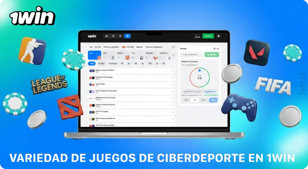 Los deportes electrónicos en 1win Chile ofrecen cientos de partidos en disciplinas populares, como CS2, Dota 2, LoL, Valorant y FIFA